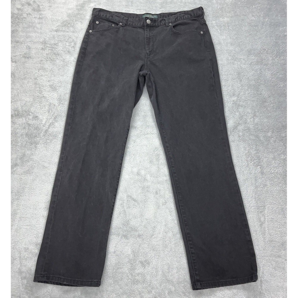 Ralph Lauren Jeans Company Women's 16 Black Dark Slim High Rise Stretch 36x31